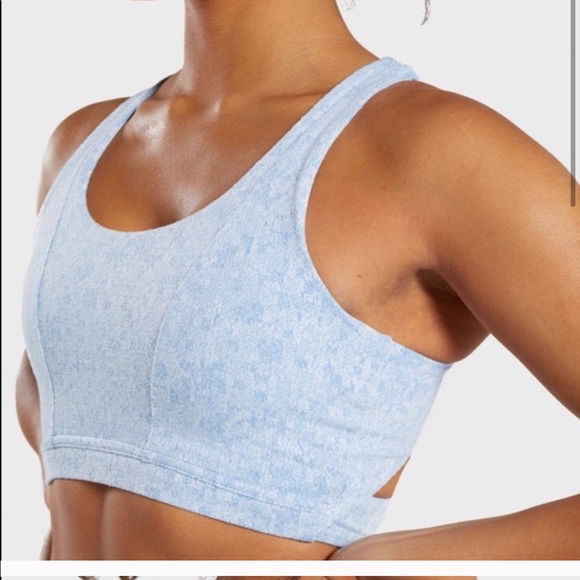 NWOT Gymshark Malibu Blue Marl Fleur Sports Bra - Picture 2 of 9